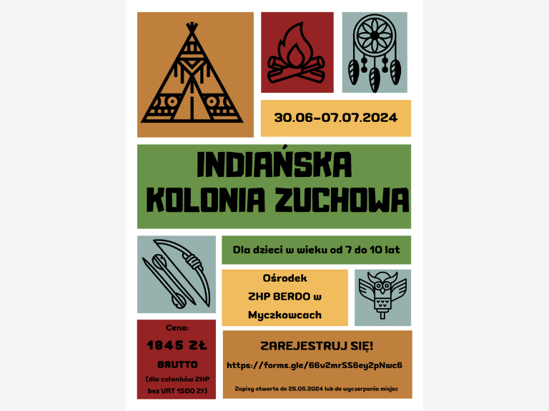 Indiańska Kolonia Zuchowa (7 – 10 lat) – wakacje 2024